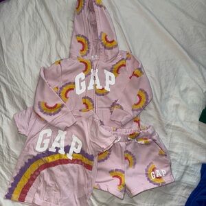 GAP Kids Pink Hoodie Set with Rainbow Accents